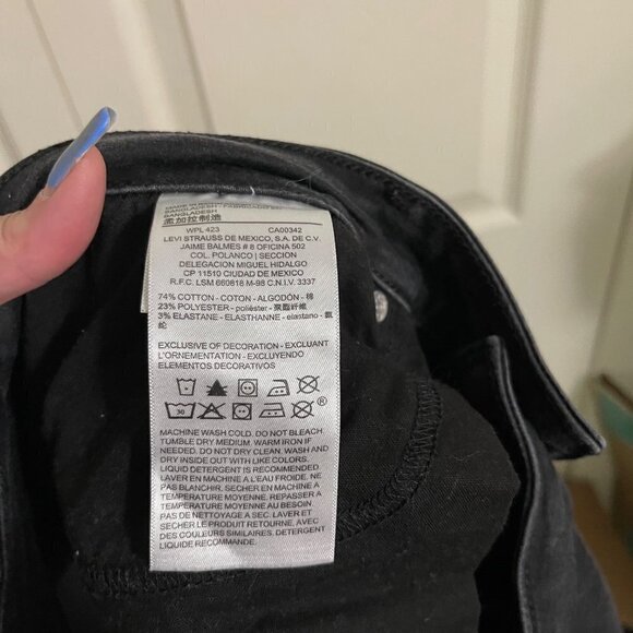 Levi's Denizen Womens Black Stretch Pockets High-Rise Skinny Jeans Size 18 - Picture 5 of 9